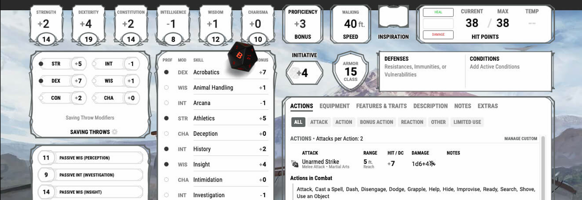 Character sheet preview from D&D Beyond